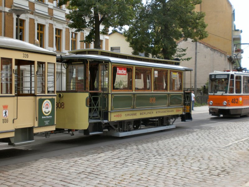 Blick zum Beiwagen 808 in der Endstelle Johannisthal, Berlin 9. August 2009