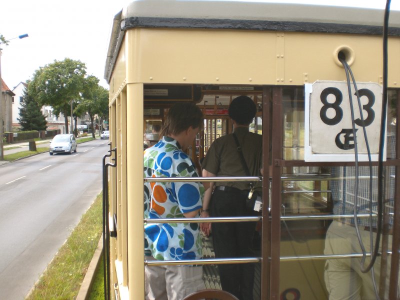 Blick zum Beiwagen B24 w�hrend der Fahrt auf der Mahlsdorfer Strecke, Themenfahrt 8. August 2009 Berlin