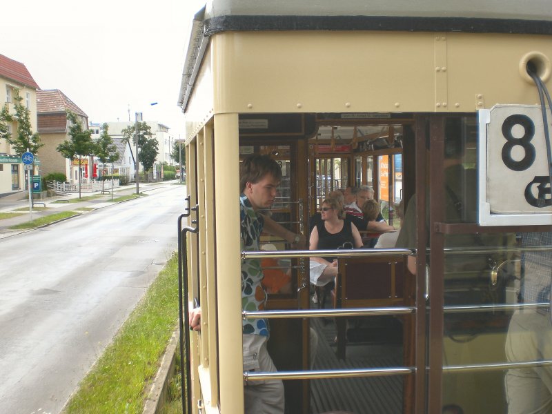 Blick zum Beiwagen Typ B24 auf der Mahlsdorfer Strecke, Themenfahrt 8. August 2009 Berlin