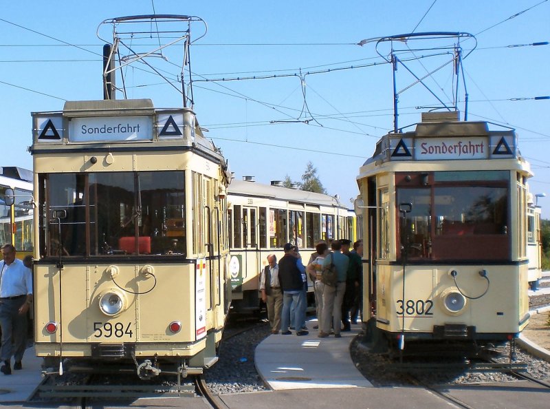 Hist. Strassenbahnz�ge in der Schleife Falkenberg, Themenfahrt Sommer 2008