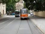 TATRA KT4D - Tw 422 - neben modernen Niederflurwagen, Sonderfahrt Sommer 2008