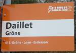 (244'163) - BALLESTRAZ-Haltestellenschild - Gr�ne, Daillet - am 26. Dezember 2022