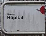 (270'777) - tpf-Haltestellenschild - Meyriez, H�pital - am 9.