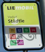 (240'946) - LIEmOBIL-Haltestellenschild - Vaduz, St�dtle - am 11.