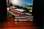 (004'623) - Aus dem Archiv: AFA Adelboden - B�ssing Anderthalbdecker (Modell) und Jubil�umsschrift 50 Jahre Automobilverkehr Frutigen-Adelboden AG M�rz 1990 in Thun