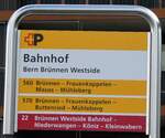 (281'765) - +P-Haltestellenschild - Bern Br�nnen Westside, Bahnhof - am 24.