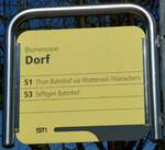 (233'348) - STI-Haltestellenschild - Blumenstein, Dorf - am 28.