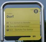 (277'496) - STI-Haltestellenschild - Gunten, Dorf - am 3.