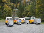 (268'167) - Schmid, Th�rishaus - BE 191'868 - Moser, Gep�ckanh�nger (ex P 30'215) + BE 180'888 - Hess Gep�ckanh�nger + PostAuto Bern - BE 188'476 - S�cheron/PTT Gep�ckanh�nger (ex Portenier, Adelboden