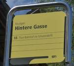(228'023) - STI-Haltestellenschild - Reutigen, Hintere Gasse - am 13.