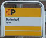(283'220) - +P-Haltestellenschild - Spiez, Bahnhof - am 16.