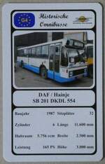 (272'622) - Quartett-Spielkarte mit DAF/ Hainje SB 201 DKDL 554 von 1987 am 3.