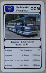 (274'647) - Quartett-Spielkarte mit B�ssing / Emmelmann Pr�fekt 15 U 11 von 1966 am 4.