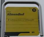 (283'131) - STI-Haltestellenschild - Thun, Allmendhof - am 13.