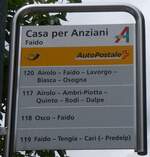 (263'629) - PostAuto-Haltestellenschild - Faido, Casa per Anziani - am 9. Juni 2024