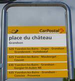 (172'965) - PostAuto-Haltestellenschild - Grandson, place du ch�teau - am 13. Juli 2016