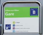 (279'157) - tpc-Haltestellenschild - Villars-sur-Ollon, Gare - am 17.